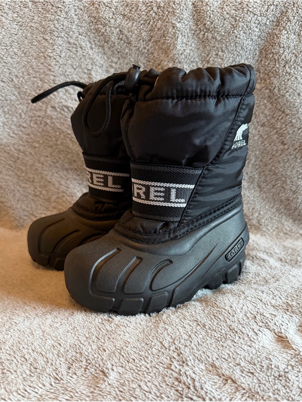 Sorel Kids Black Insulated Winter Boots with Elastic Toggle